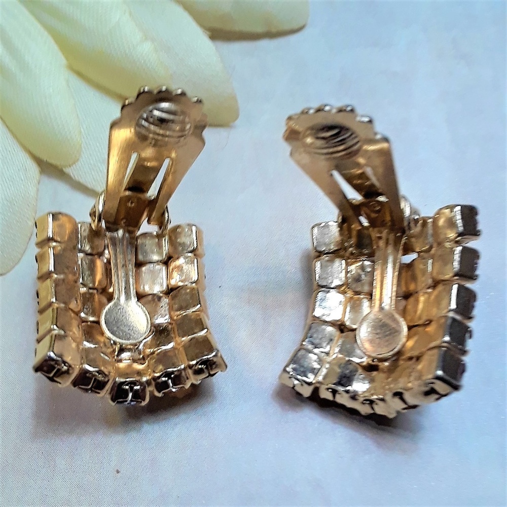 Weiss Aurora Borealis Rectangle Rhinestone Ear - image 6